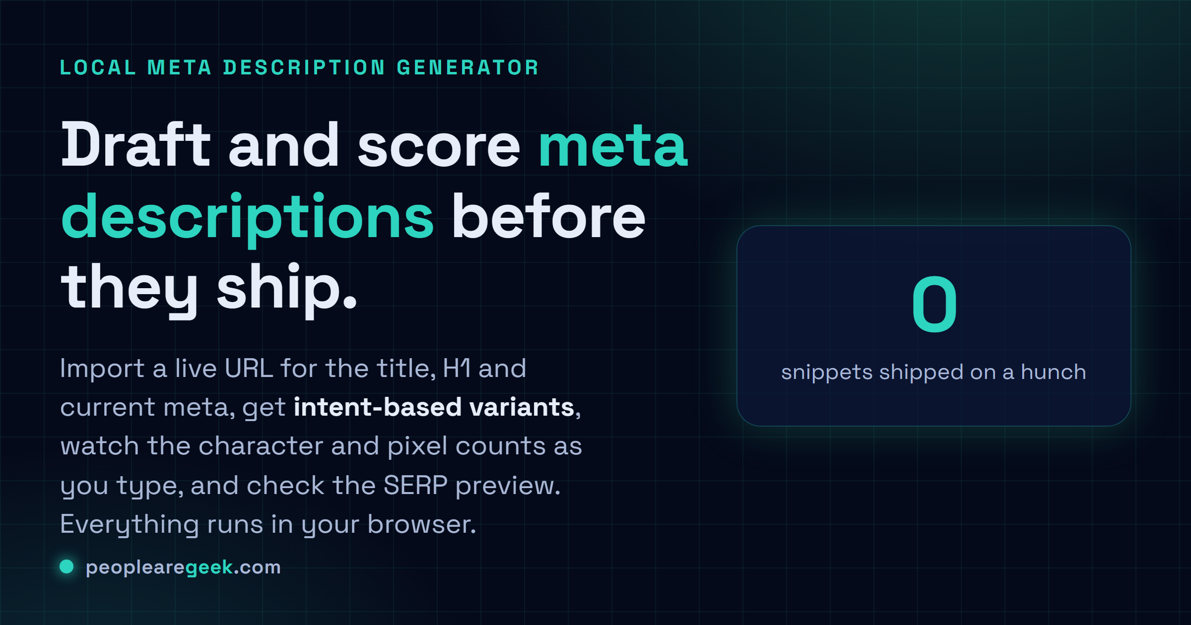 Meta Description Generator: Draft, score and preview meta descriptions before they ever reach WordPress.