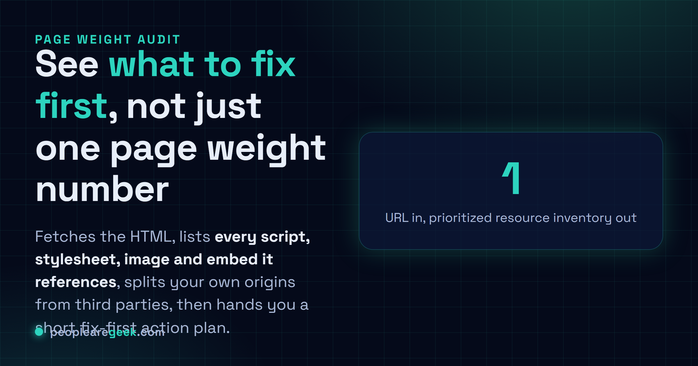 Page Size Checker: Fetch a URL, weigh its HTML, and inventory every script, stylesheet, image and embed it references, with your own origins split from third parties.