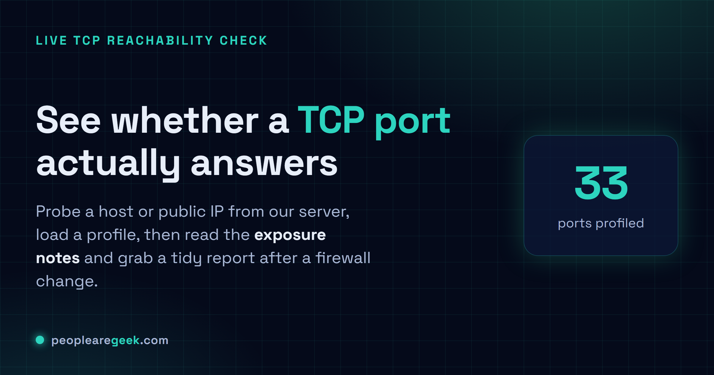 Online Port Checker: Probe TCP ports on a host or public IP, read the exposure notes, and copy a tidy report.