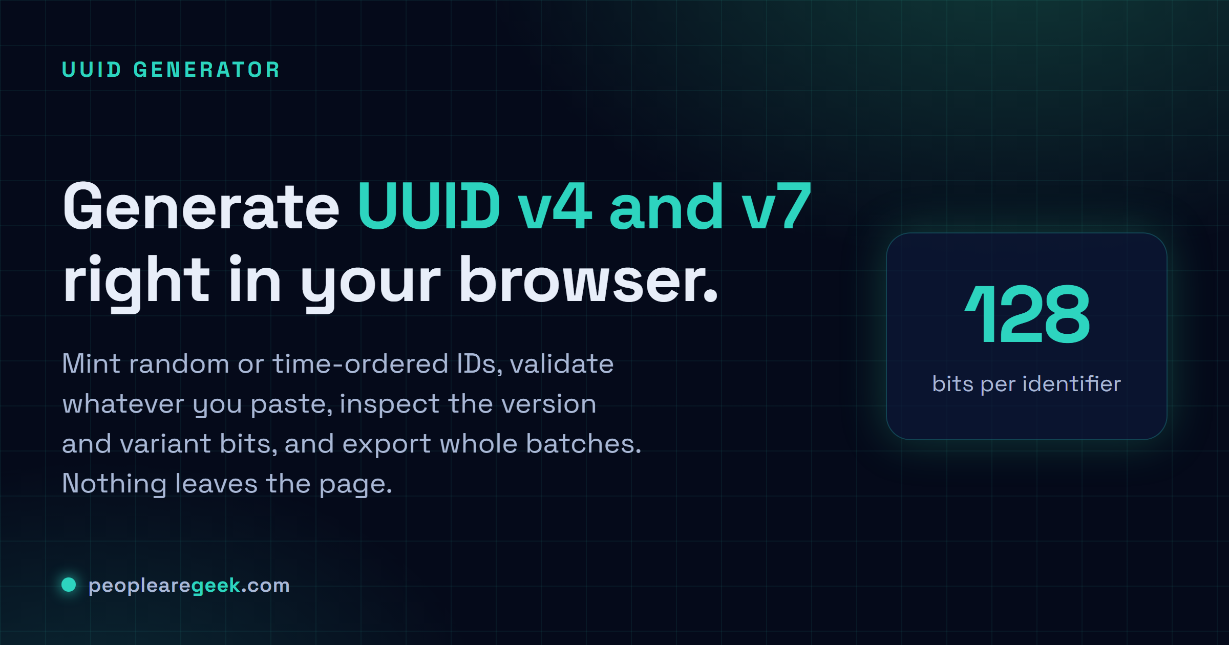 UUID Generator: Generate UUID v4 and v7, validate and export, all local.