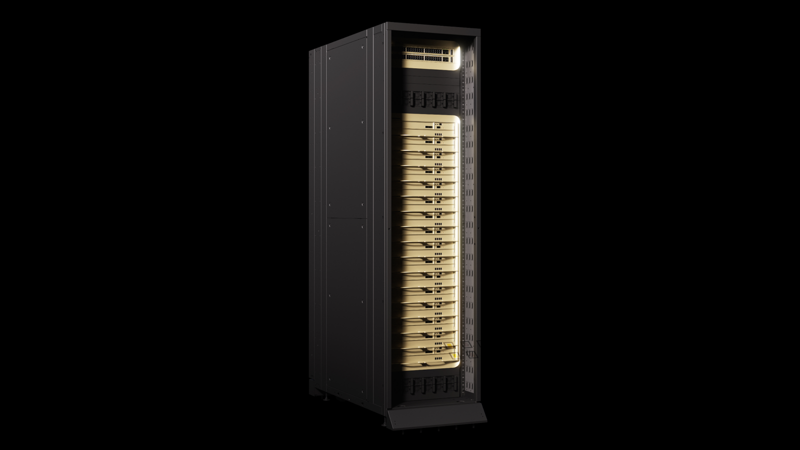 Official Nvidia product visualization of the Groq 3 LPX rack, supplied in the announcement’s downloadable press media. It is not a PeopleAreGeek installation or a photograph from our testing.